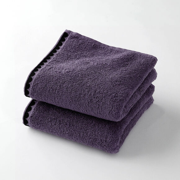 Serviettes de bain finition broderie fantaisie - 420g/m2 (aubergine) Serviettes de bain finition broderie fantaisie - 420g/m2 (aubergine)